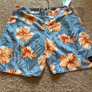 Quiksilver Tropical Blue and Orange Board Shorts